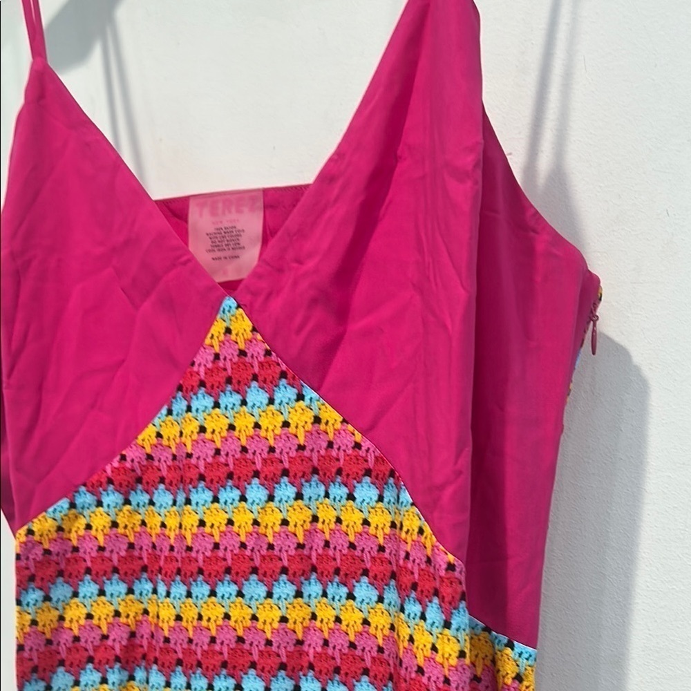 Terez Colorful daiquiri crochet and pink color block Striped Maxi Dress XL NEW - Picture 4 of 7